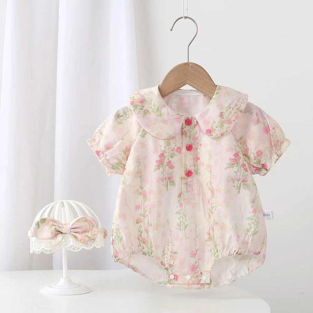 【送发带】婴幼儿夏季薄款包屁衣女宝宝田园风小清新休闲碎花哈衣