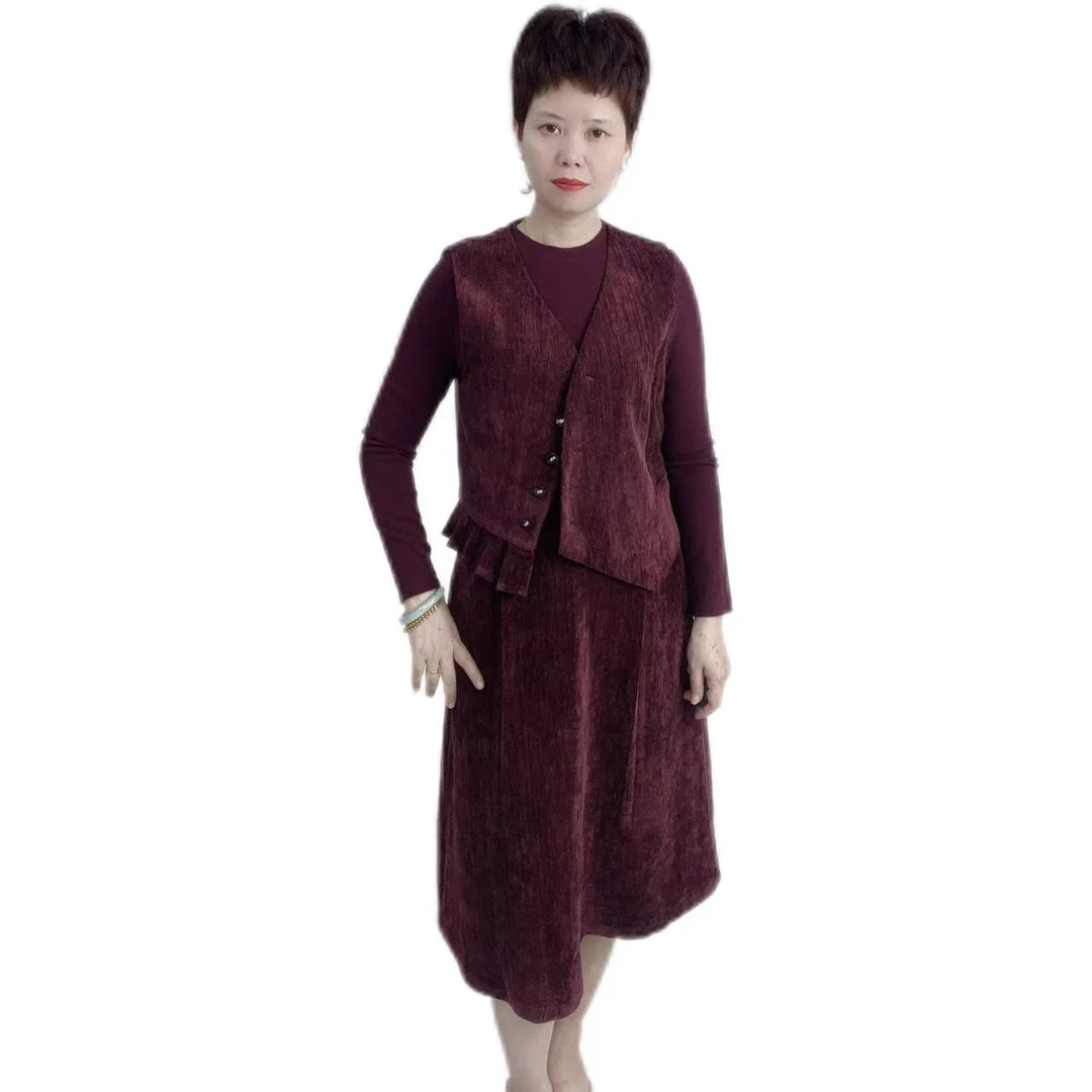 秋款时尚气质拼接两件套裙