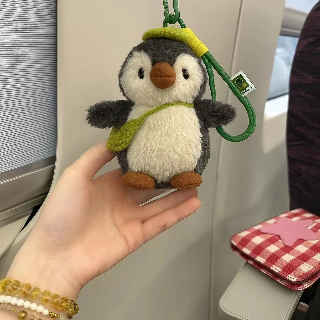 新款贝雷帽小企鹅挂件可爱挎包挂饰公仔毛绒玩偶饰品车载钥匙扣L