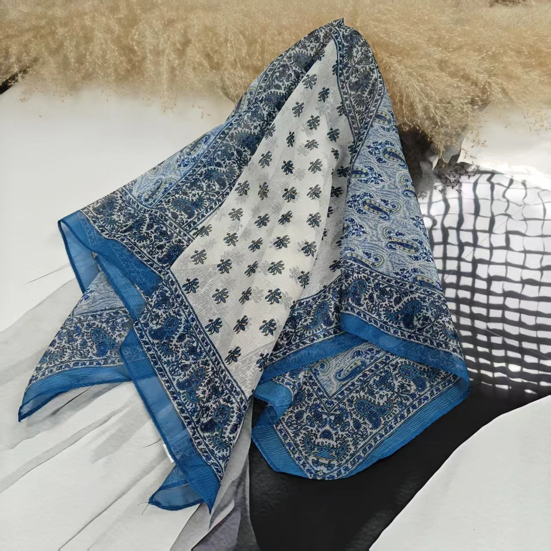 新款【星花】70*70重磅香云西丽纱高货重磅国风高端丝巾-A17