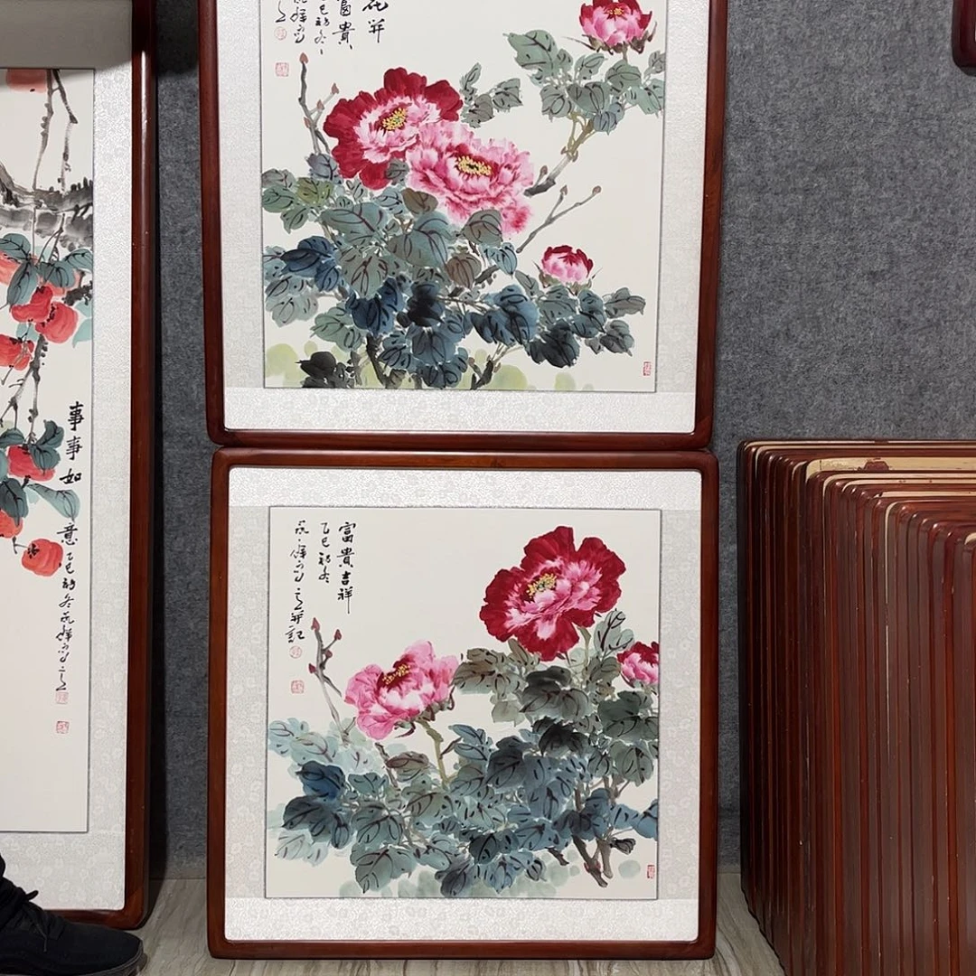 国画书画作品带框63×63