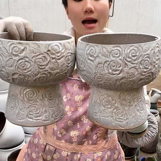 紫砂花盆瑕疵口18高20