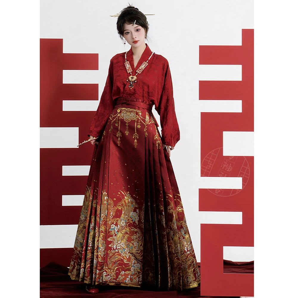 特大码胖mm马面裙套装汉服女敬酒服订婚新娘服新中式修身结婚礼服