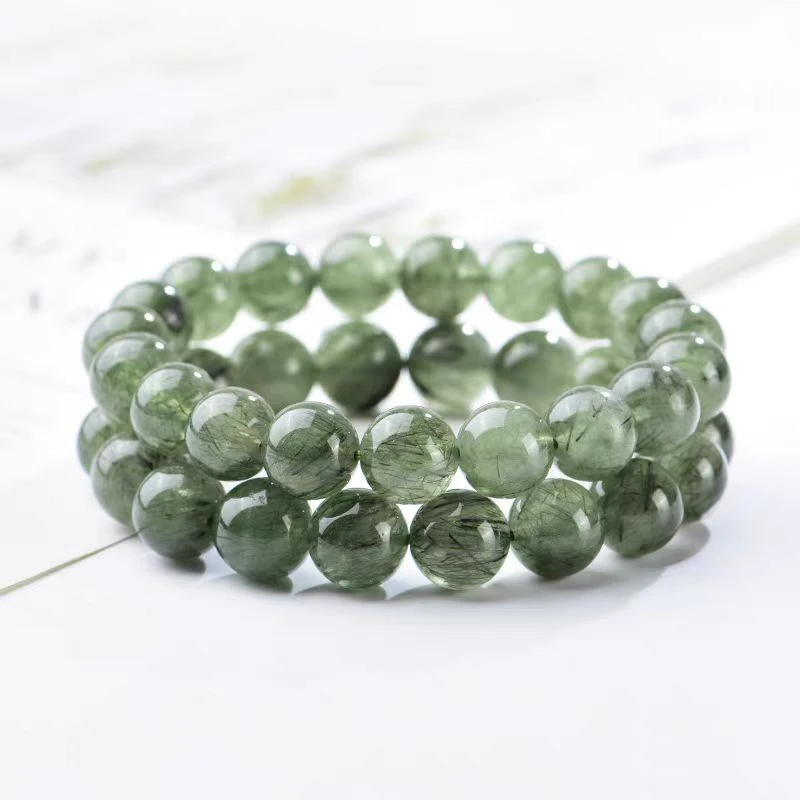 【A9】天然绿发晶单圈手链绿色手串招财转运男女同款多样性发一件