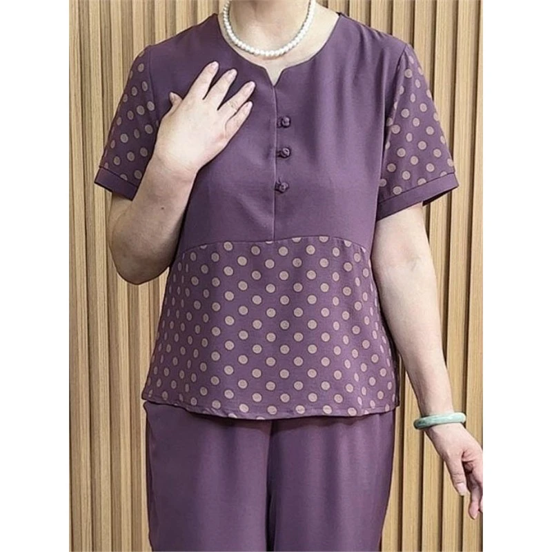 夏季大码套装妈妈装奶奶装两件套中老年新款阔太太高贵洋气时尚