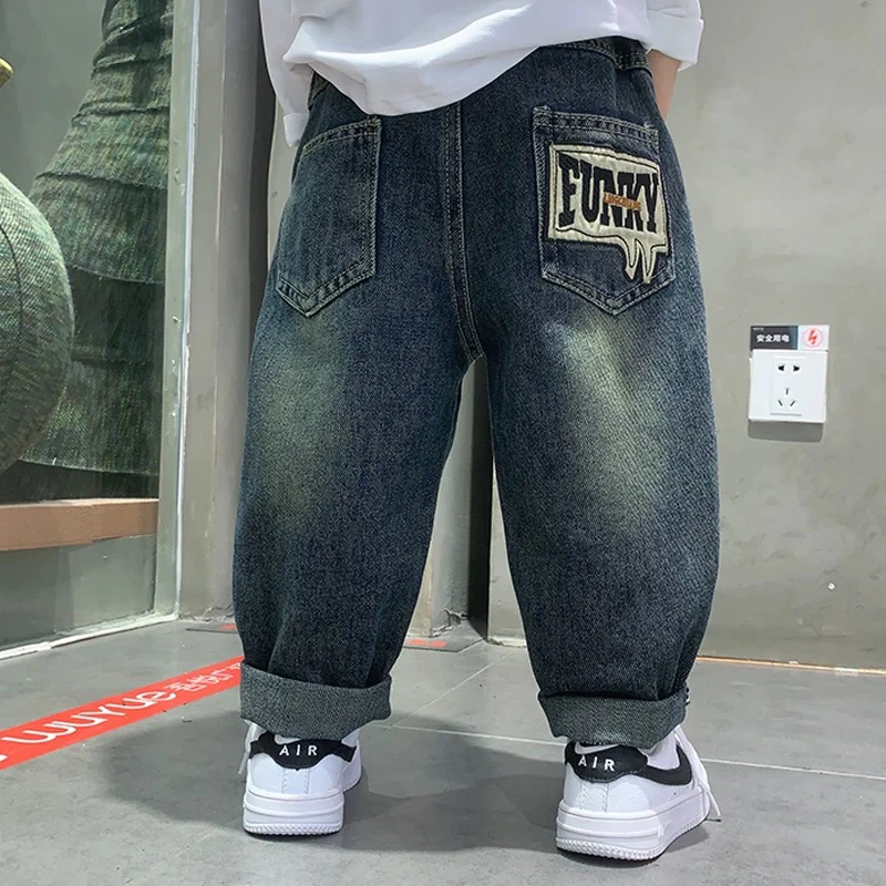 1259男童春秋牛仔裤布标软牛仔