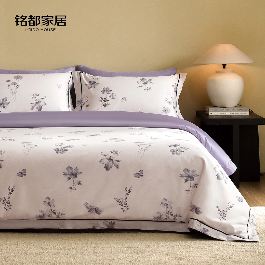 MIDOHOUSE【蝶舞花野】A类60sPro(贡缎)全棉印花轻奢床上用品四件套