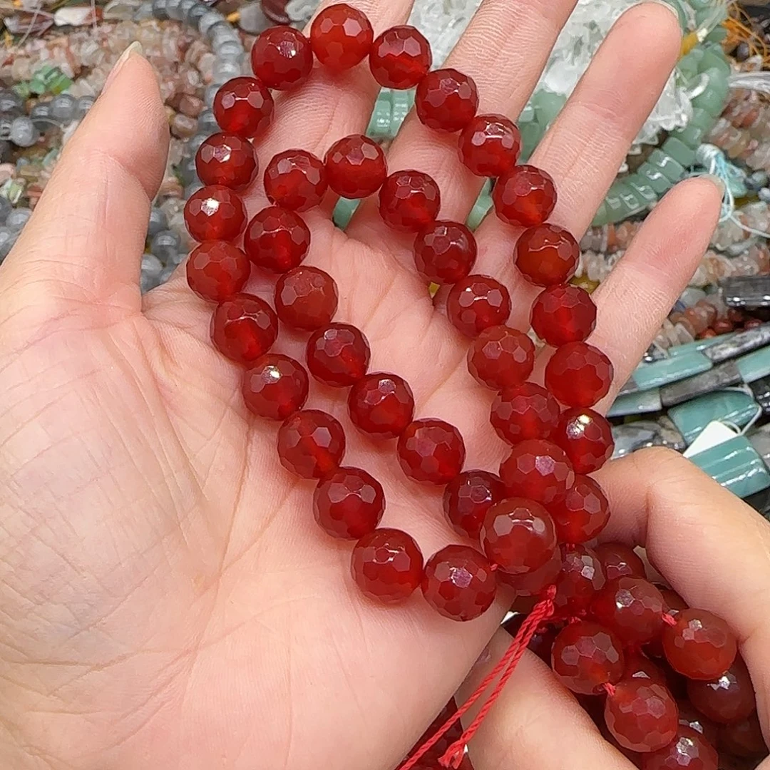 合金玛瑙/玉髓珠宝半成品红玛瑙10mm一条