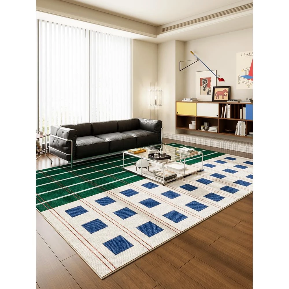 多巴胺地毯客厅彩色格子室内卧室地垫免洗可擦防水沙发天津崔黄口