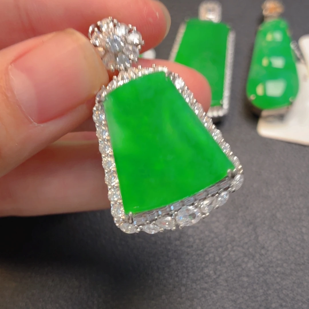 翡翠银S925镶嵌吊坠(不含链)