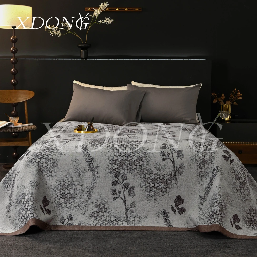 XDONGY（冬云家纺）230*250高奢冰岛 丝 绮梦灰 床盖毯