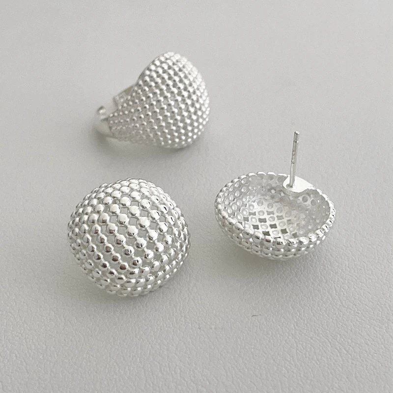 925银戒指 韩版小众设计感圆珠包包耳钉