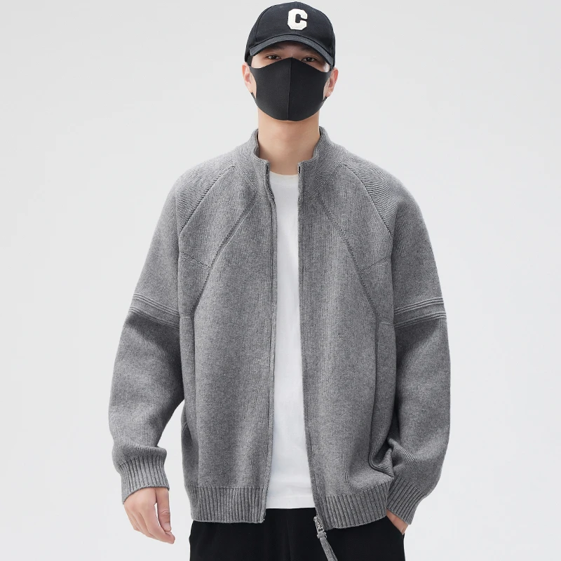 仓石一树潮牌休闲针织开衫毛衣男士2025秋冬帅气简约百搭宽松外套