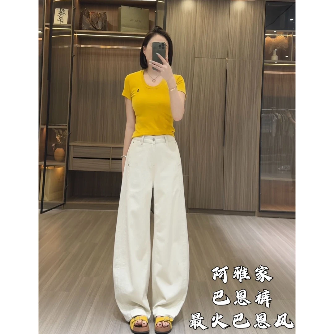 阿雅家97J56巴恩裤（夏季最火巴恩风）夏季新款白色百搭显瘦牛仔裤