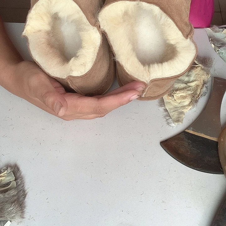 皮毛一体加厚保暖拖鞋