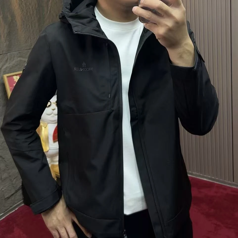 2025-8826秋季纯色散口袖透气连帽时尚男装秋冬上衣夹克显瘦