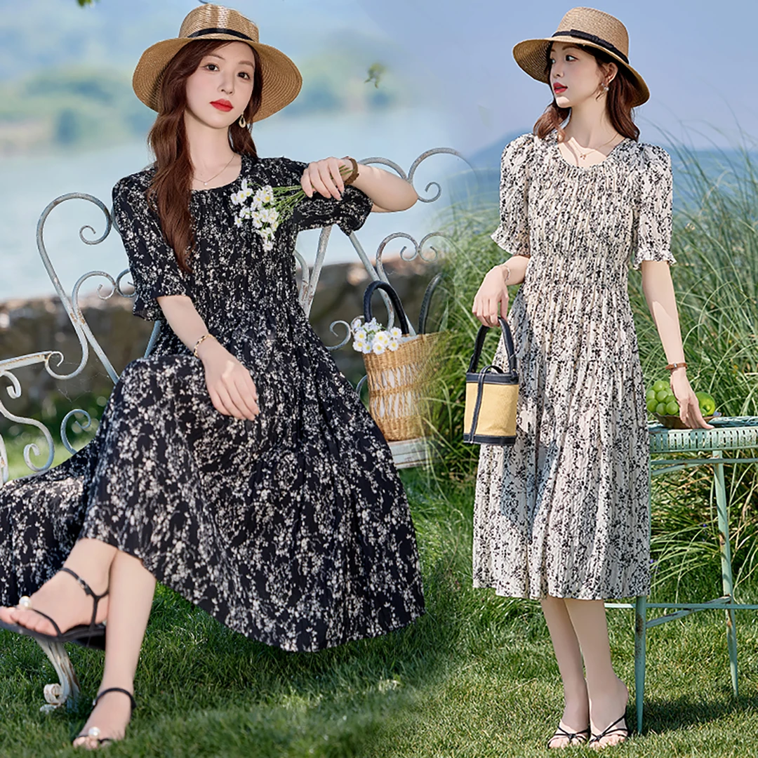 后妈裙2025新款爆款洋气夏季气质碎花连衣裙胖mm大码女装碎花裙