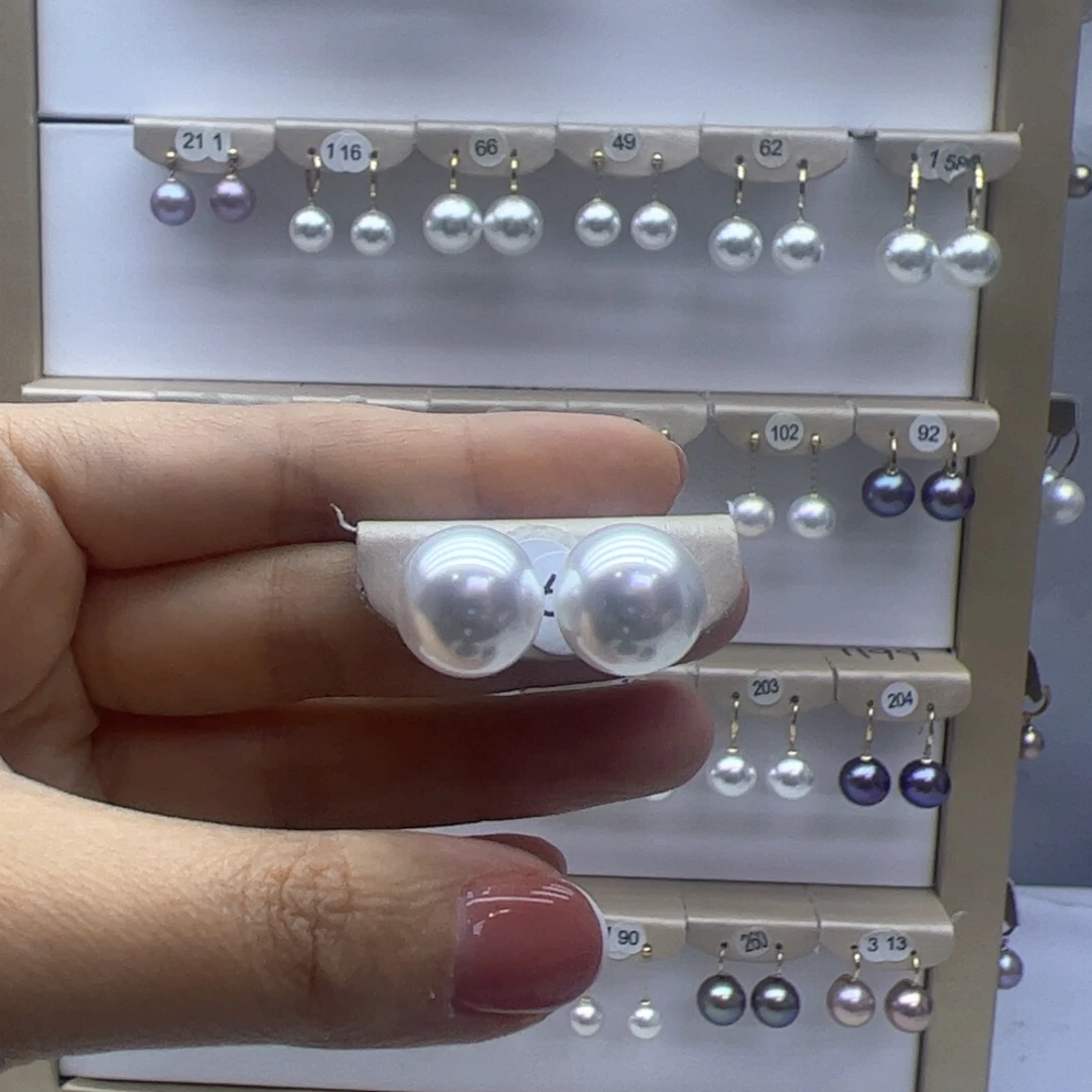 淡水珍珠耳饰18K金镶嵌