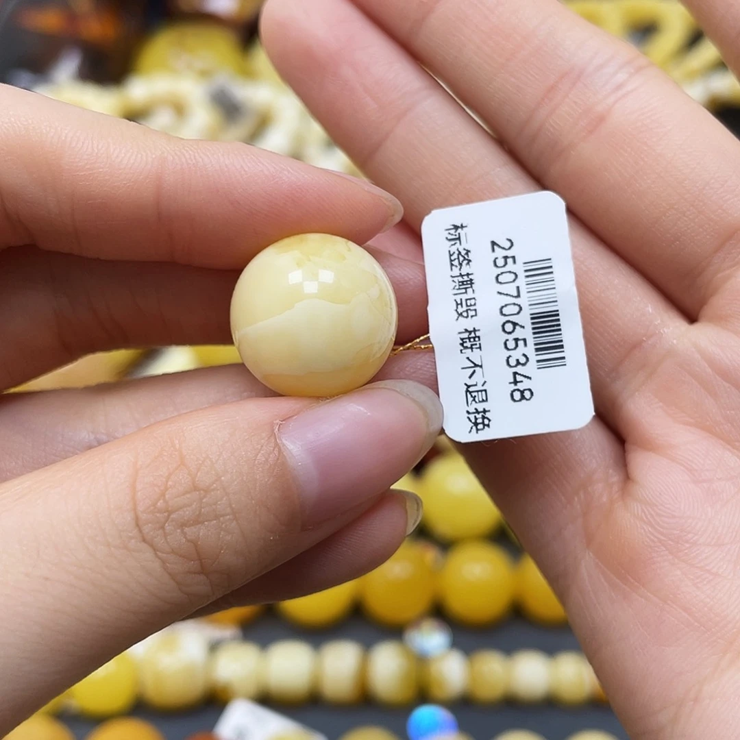 未镶嵌蜜蜡裸石圆珠16.7mm