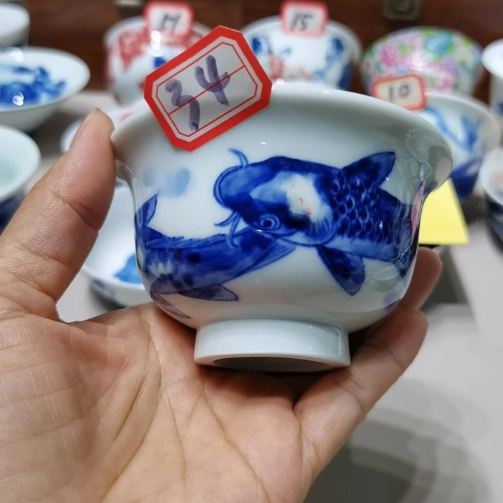 杯张学鸿老师青花釉里红微瑕