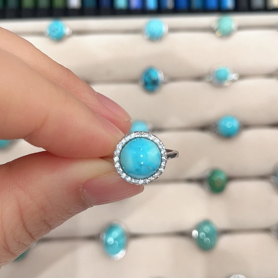 绿松石银S925镶嵌戒指