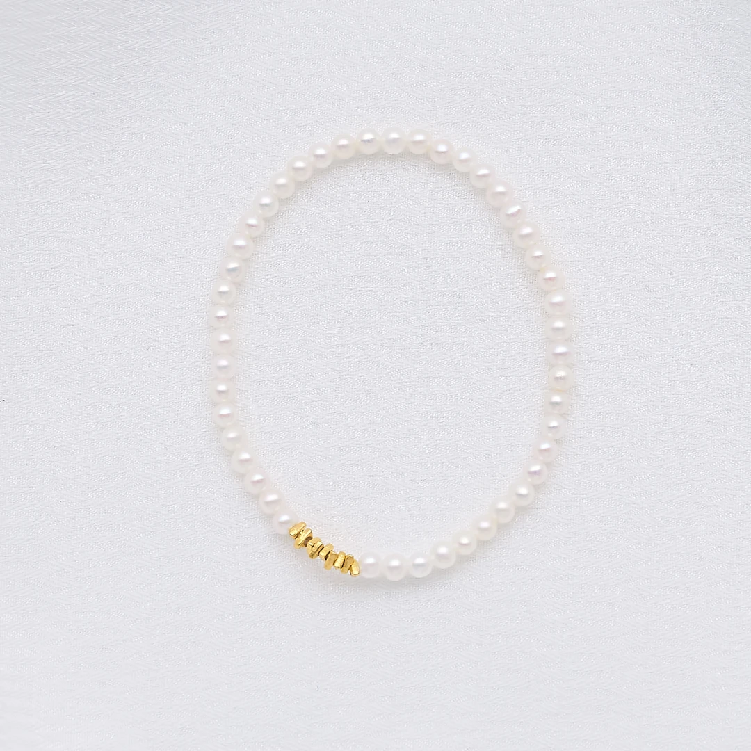 【涵涵】碎金子珍珠手链/3-4mm/18k金23025103042