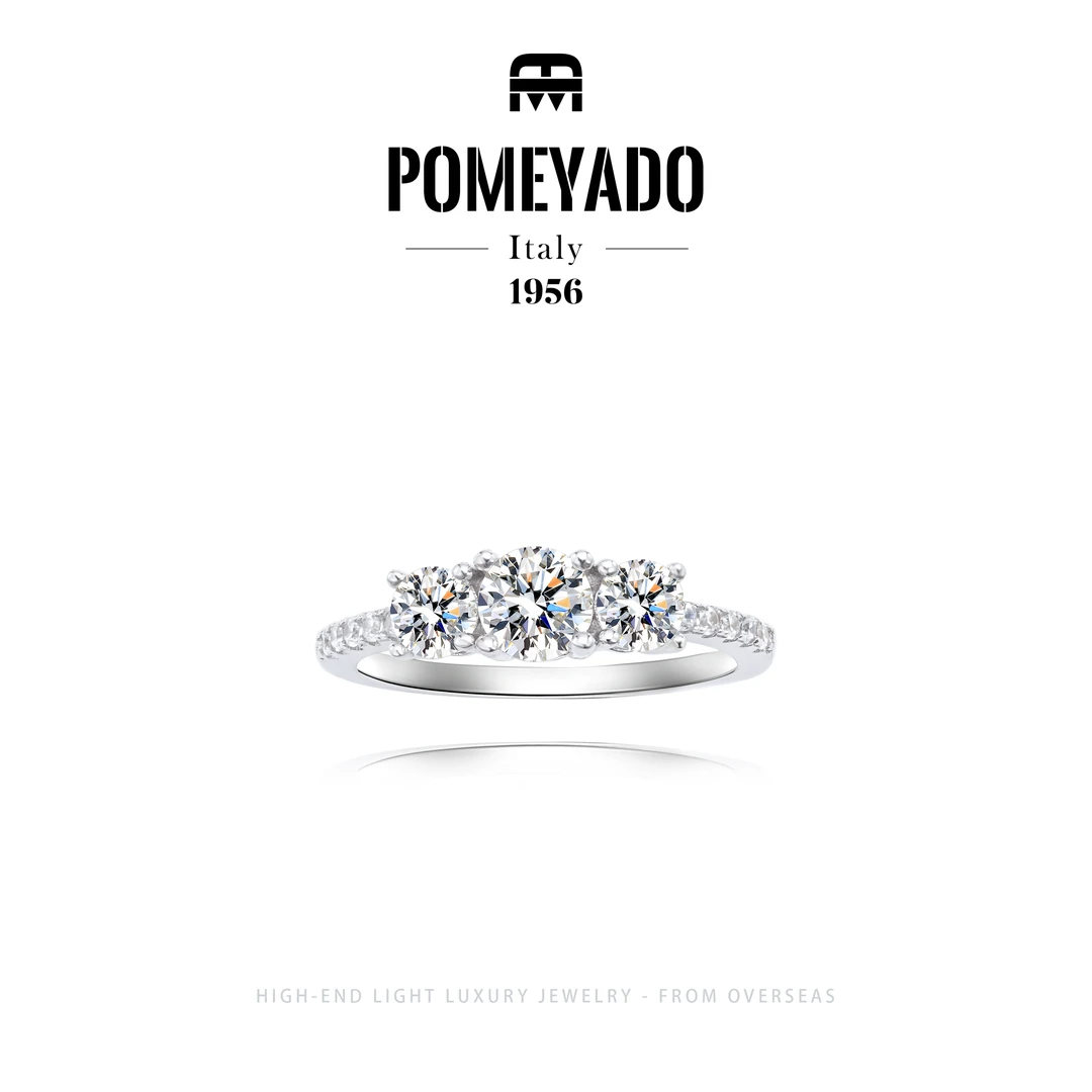 925银莫桑石戒指 【千金小姐】秋上新Pomeyado百搭闭口戒指F3653