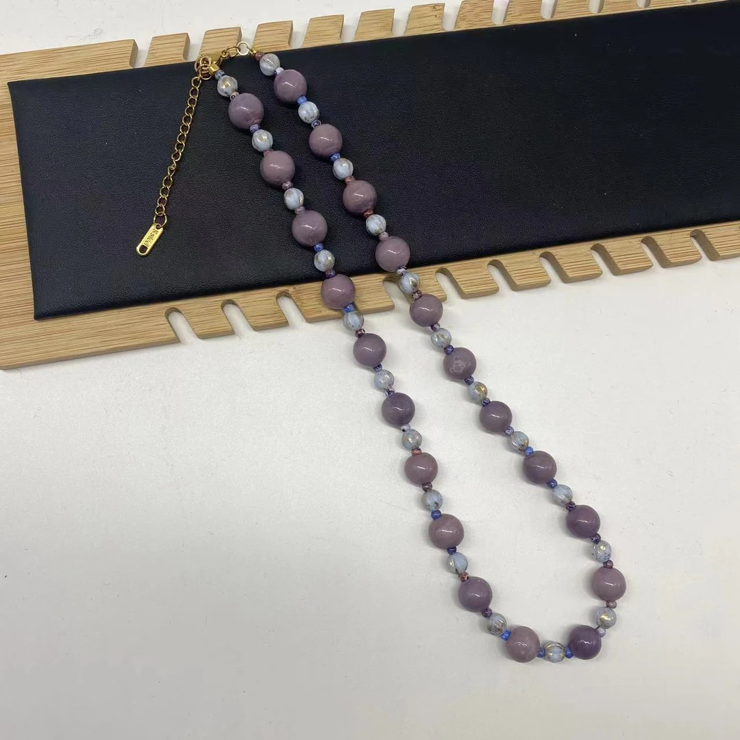 合金项链 玉楼东合金项链 LZ2269 香芋紫南瓜珠琉璃项链