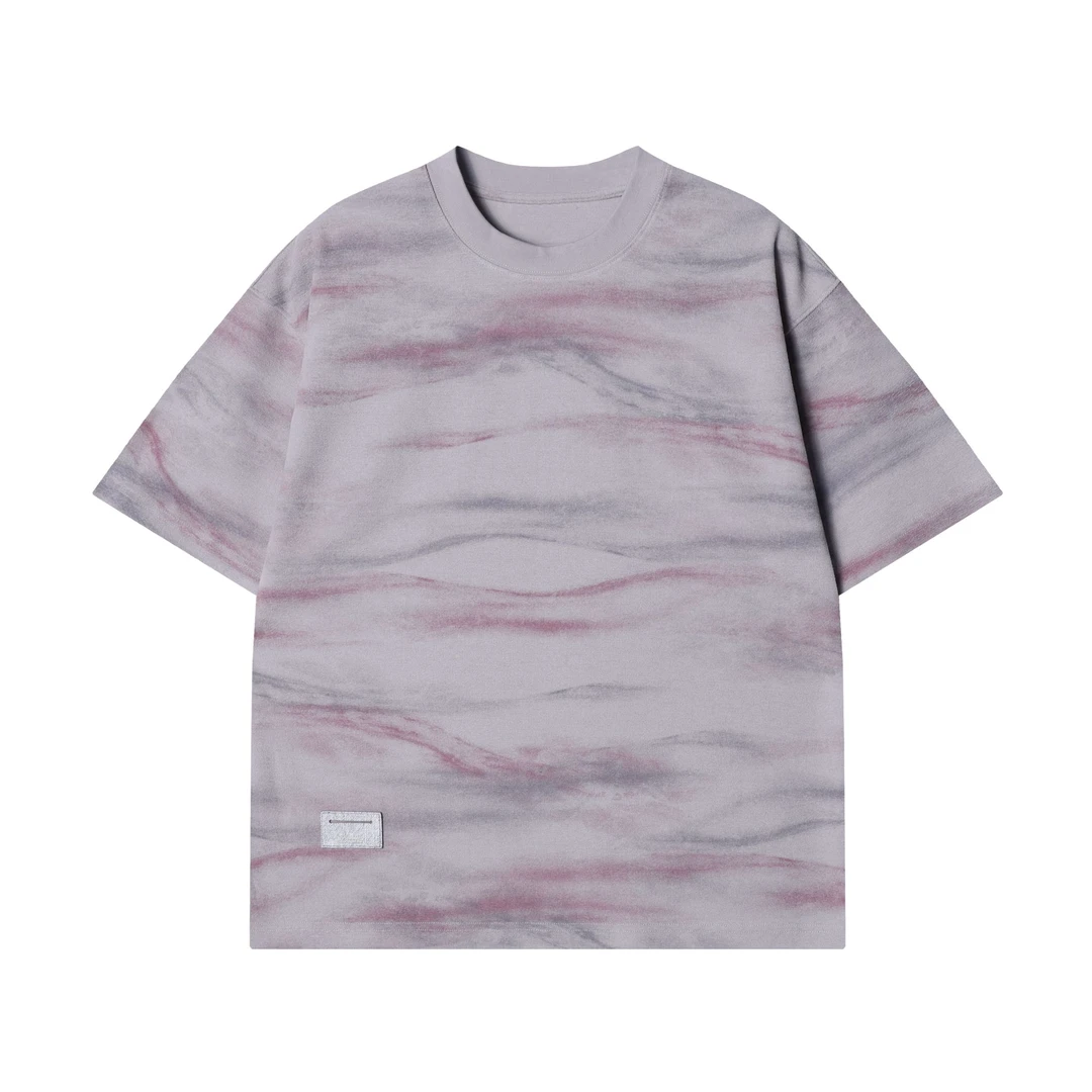 夏季高级感新款做旧扎染水洗肌理感短袖T恤男士2025美式半袖上衣