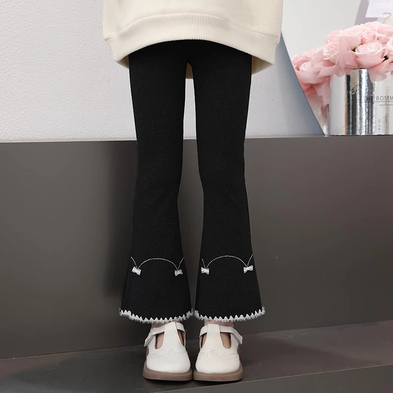 万达撤柜女童喇叭裤秋冬暖和儿童微喇叭裤春秋休闲裤加绒加厚保暖