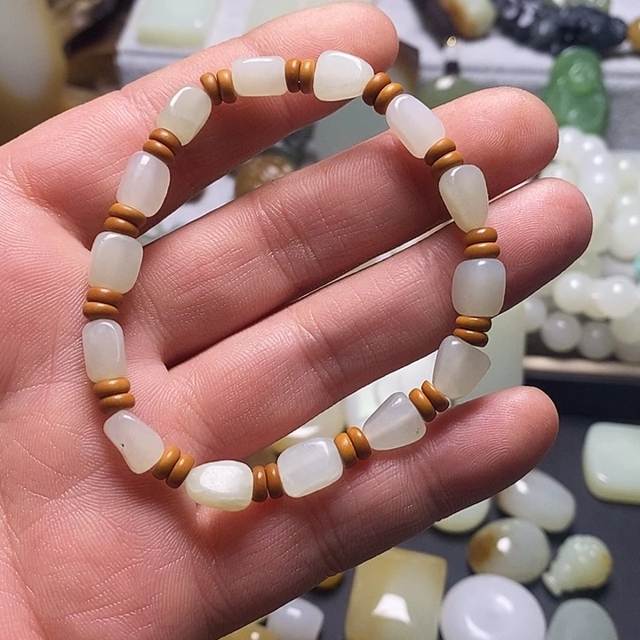 手链未镶嵌和田玉（糖玉）