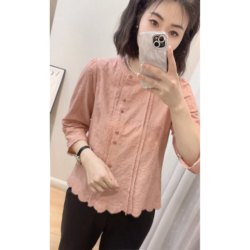 棉刺绣舒适透气上衣25132