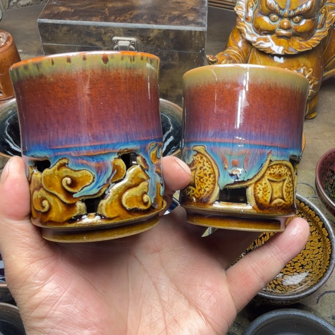 懿***林茶盏建盏精品三有雕刻