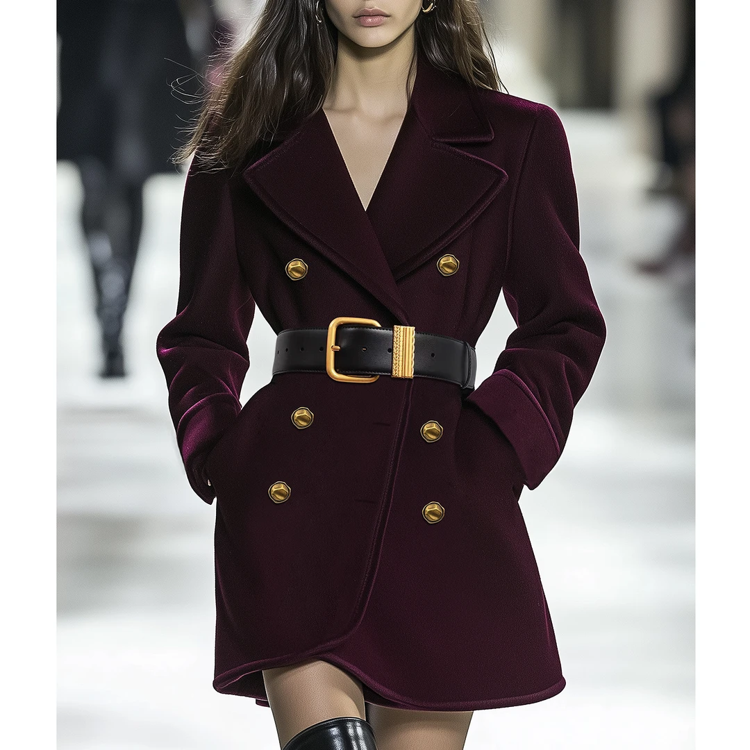 【雅姐甄选】AUI安可拉红气质毛呢外套呢子大衣-24D097239