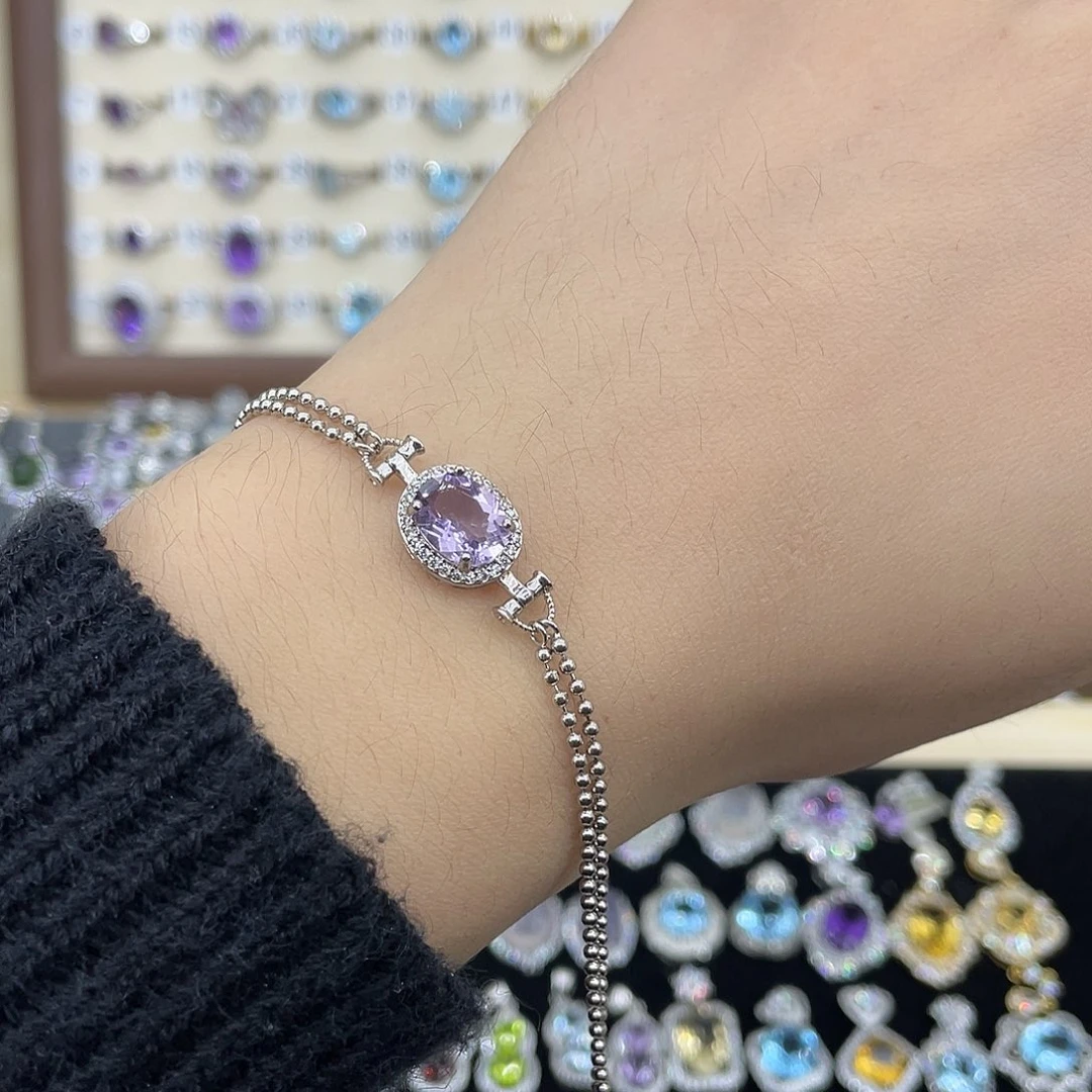 紫晶手链银S925镶嵌