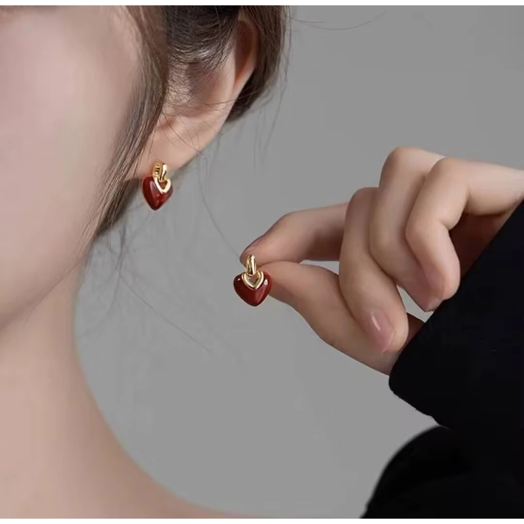 铜合金耳饰 《货号8406》桃心吊坠