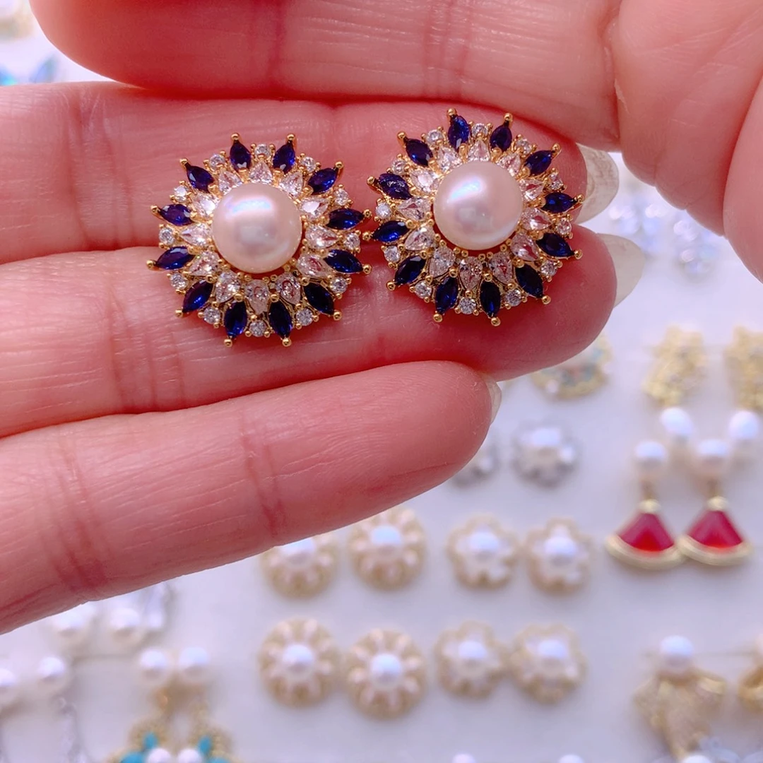 淡水珍珠耳饰合金