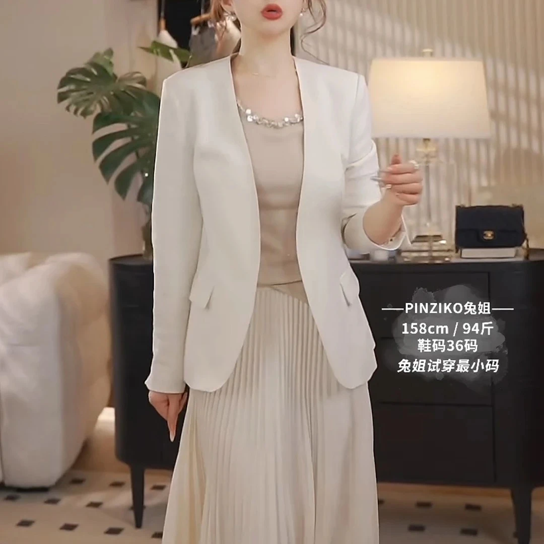 主理人~2025春秋气质西装外套女小个子休闲显瘦时尚白色西服上衣
