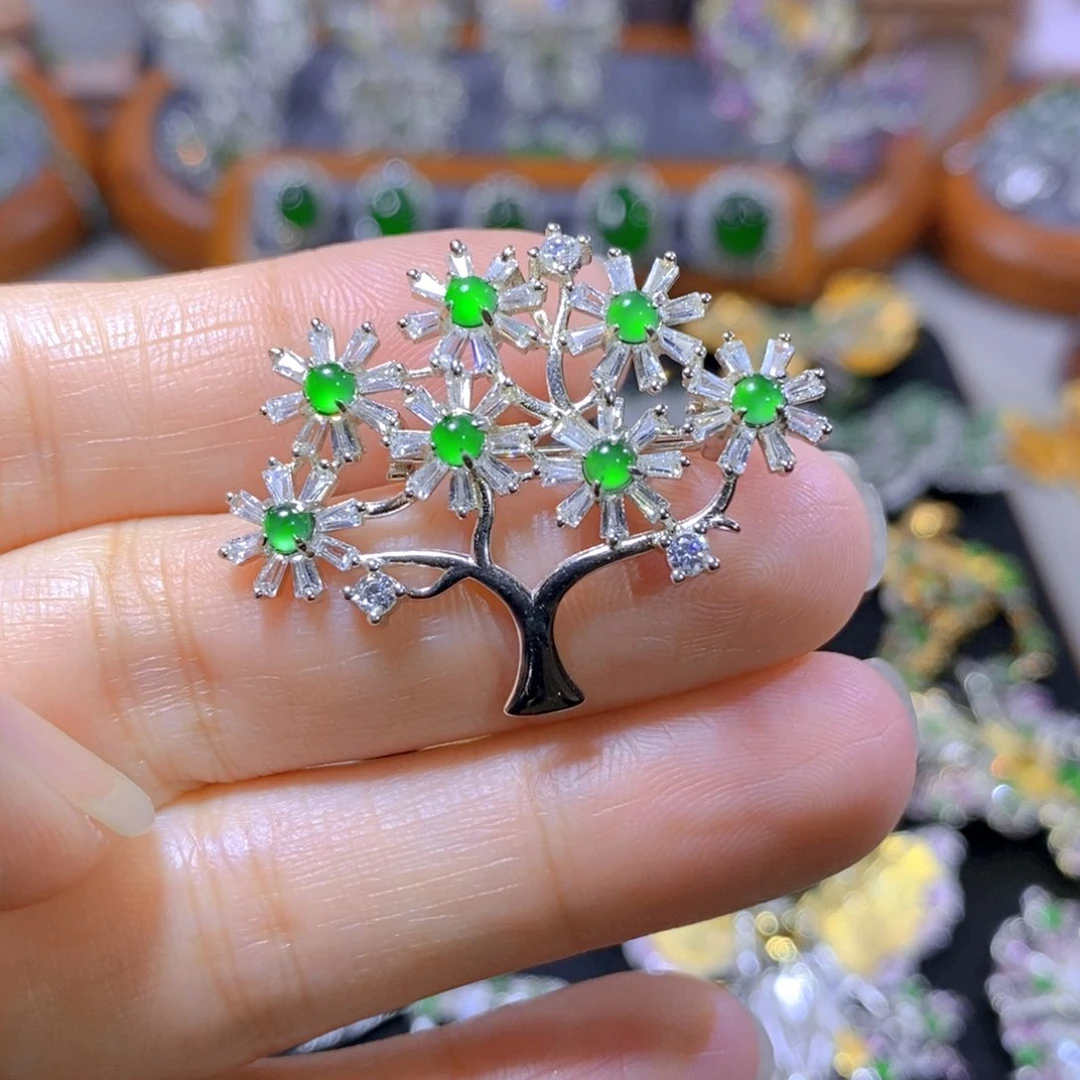 翡翠颈饰银S925镶嵌天然翡翠