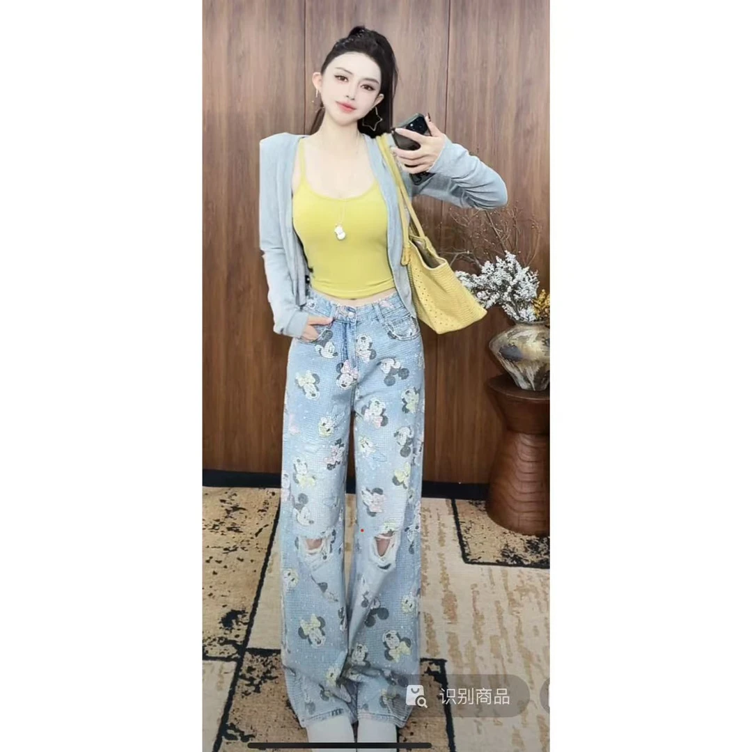 DACPAN- “乐园”满钻卡通牛仔裤（大货不破洞）2025/盼·PP 9859