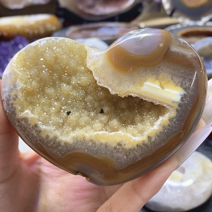 未镶嵌珠宝半成品水晶黄啵啵爱心