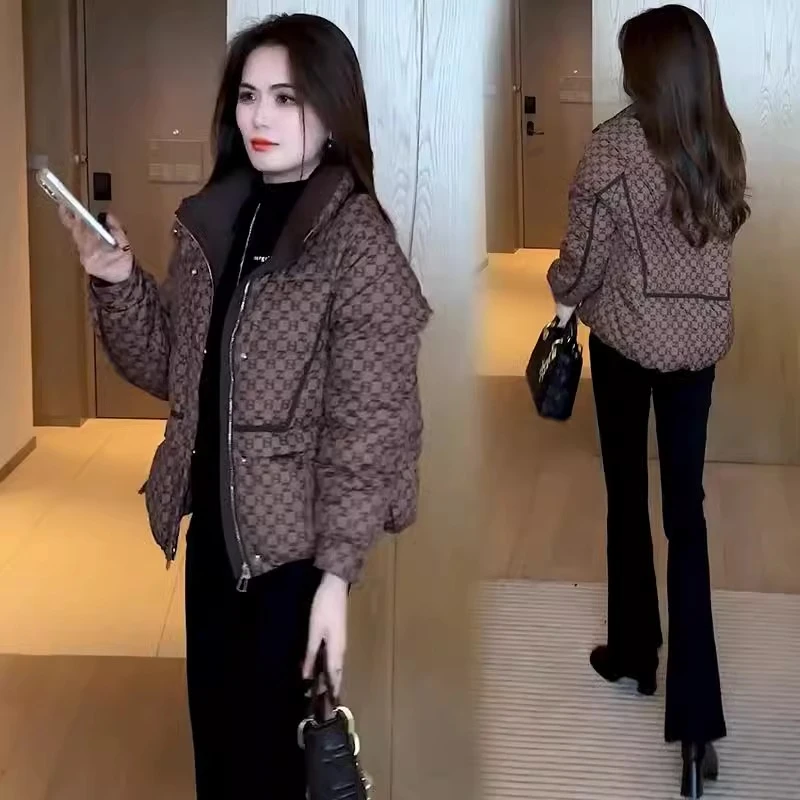 时尚棉衣女2024新款爆款冬季加厚保暖立领小个子短款棉袄外套潮