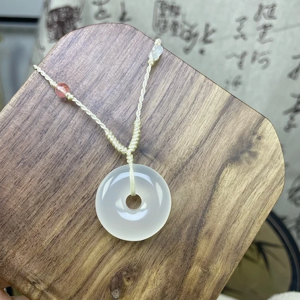 天然原矿色玛瑙平安扣高冰男女款时尚精美百搭吊坠多样性发一配绳