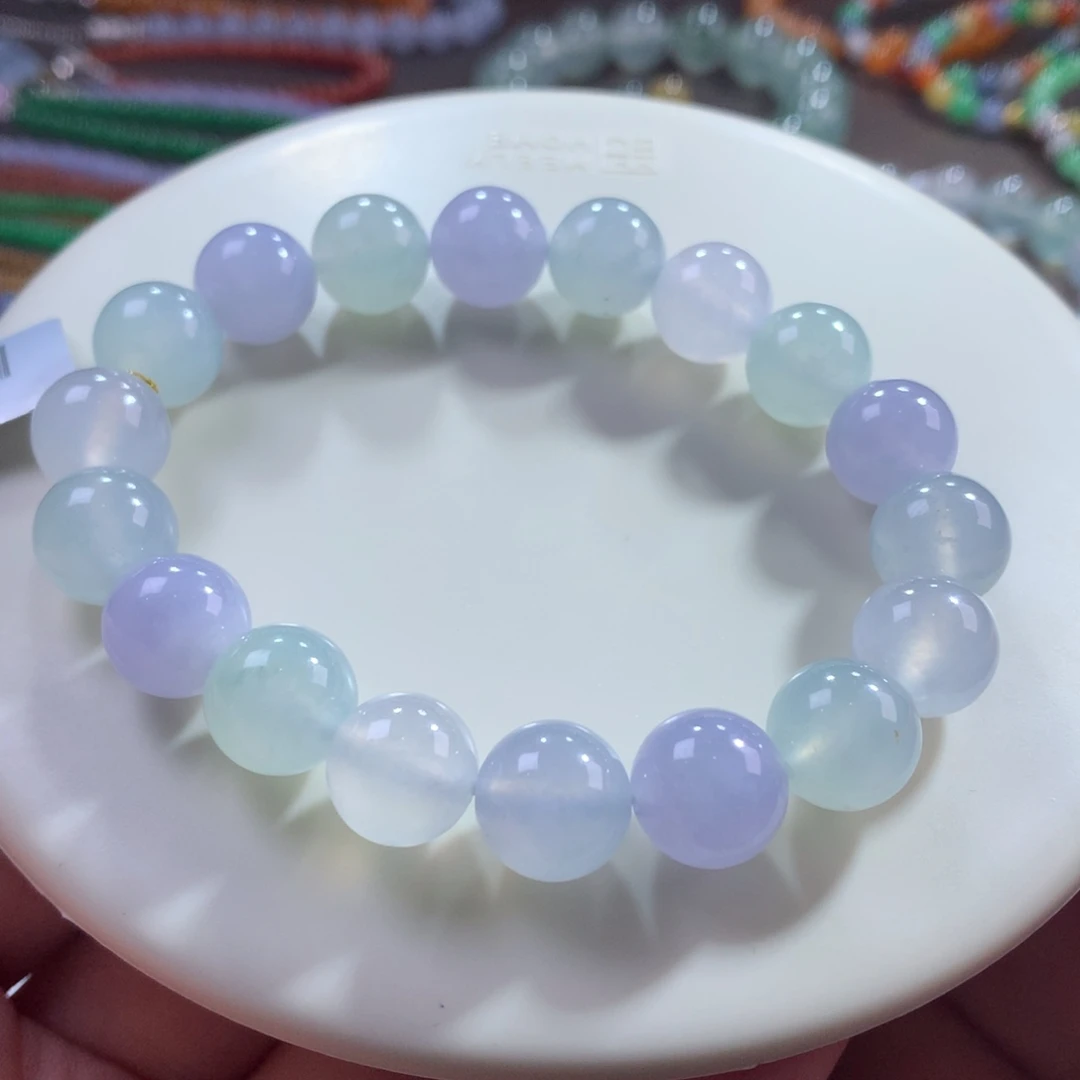 翡翠未镶嵌手链翡翠冰胶底玛卡龙卡11+