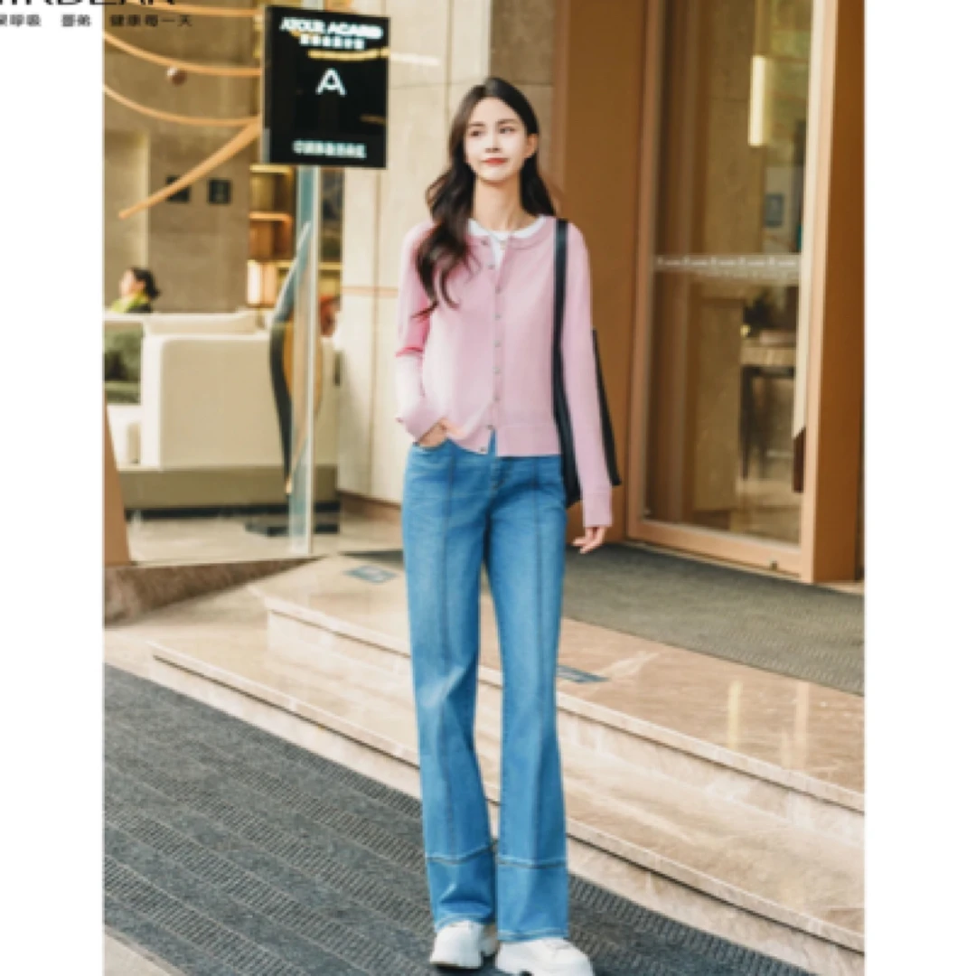 GIRDEAR/哥弟「时髦进阶」时尚百搭高腰宽松直筒牛仔长裤女110001