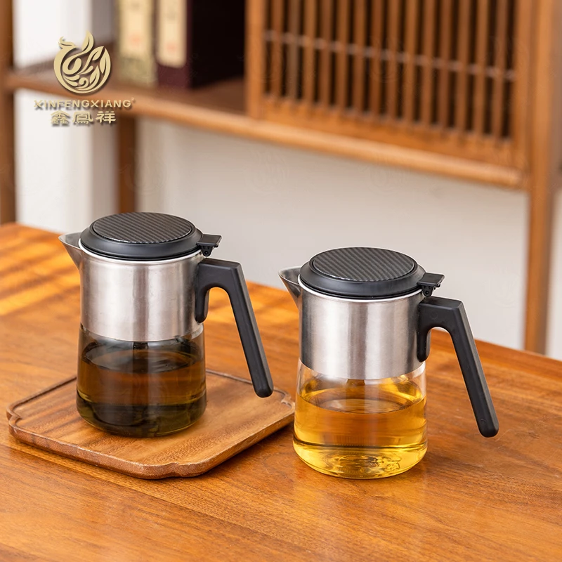 鑫凤祥观澜飘逸壶耐热玻璃飘逸壶养生茶壶煮茶壶茶水分离壶高硼硅
