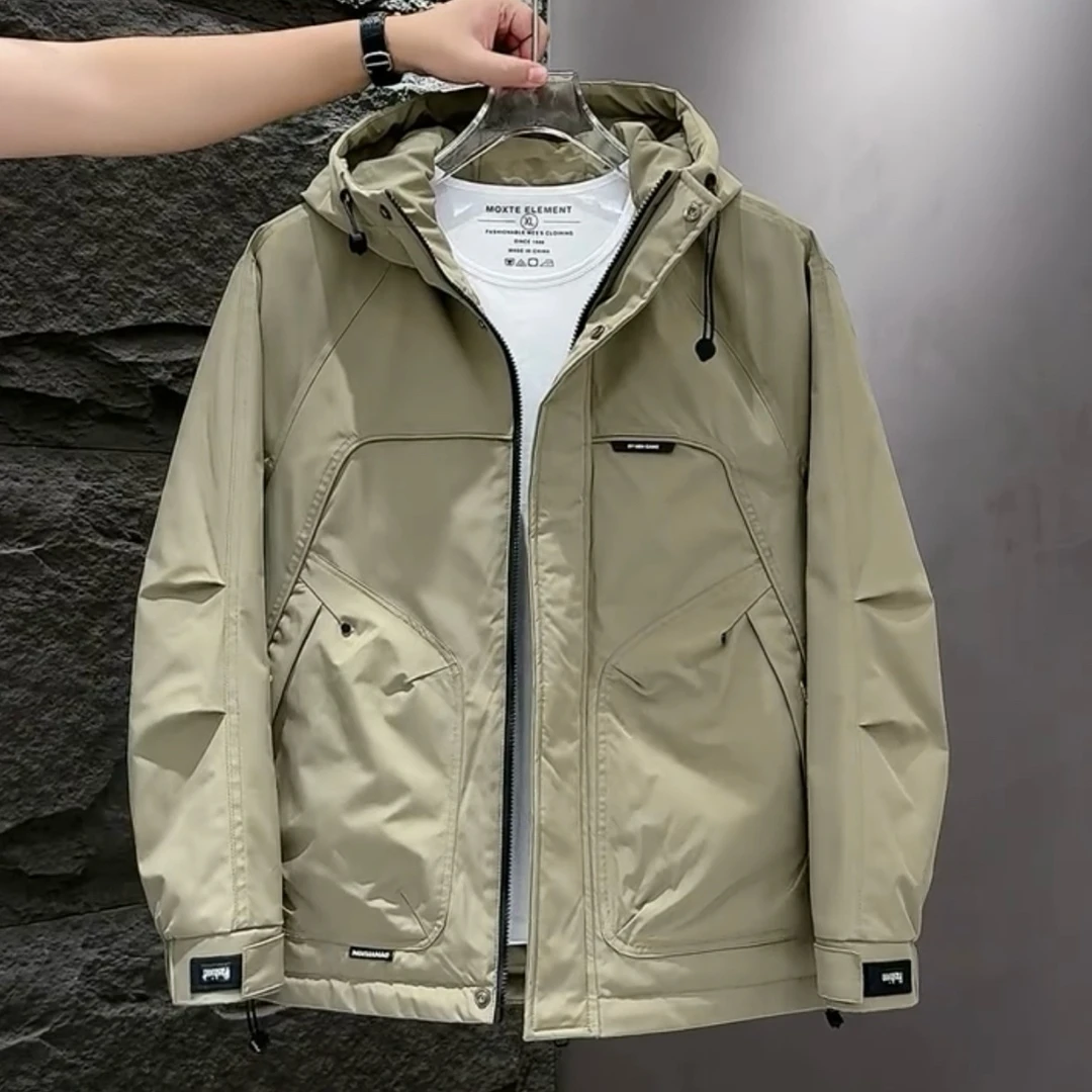 二棉外套男士冲锋衣连帽棉服男款冬季防寒保暖痞帅工装夹克男夹棉