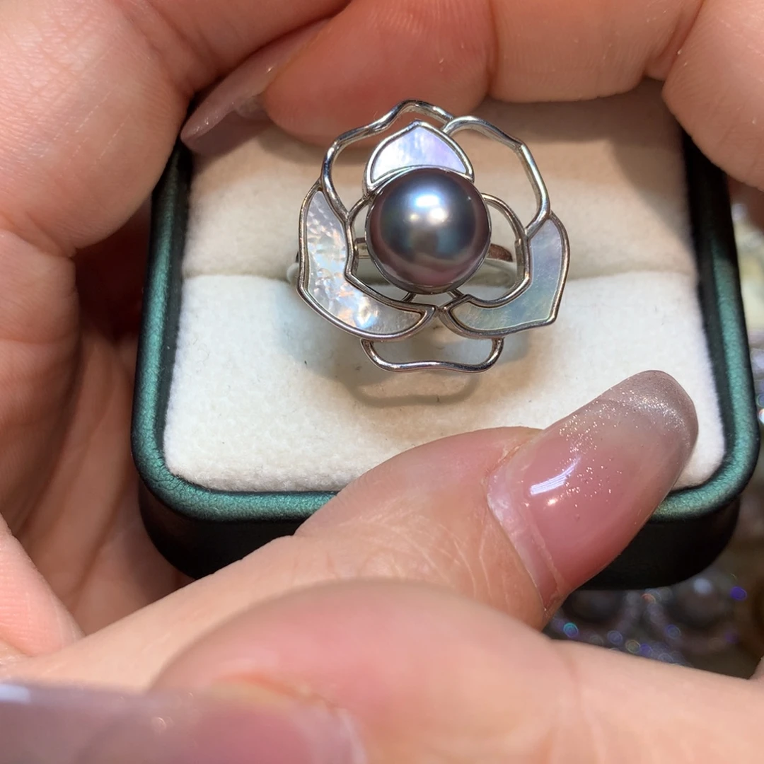 海水珍珠戒指银S925镶嵌