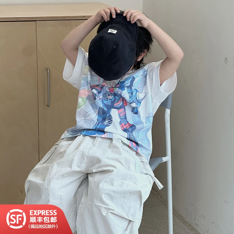 243163儿童宝宝夏款宽松百搭洋气时尚印花圆领短袖T恤