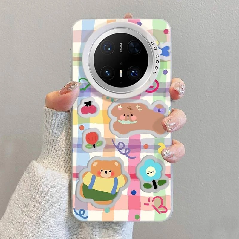 格纹动物适用华为mate70Pro手机壳高级mate60创意50/40磨砂保护套